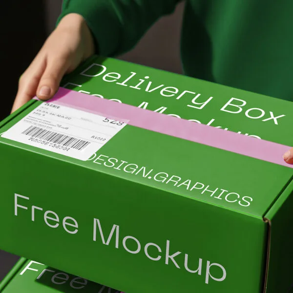 green delivery box hold by someone