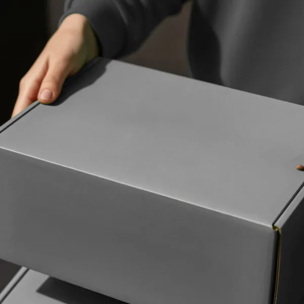 gray delivery box hold by someone