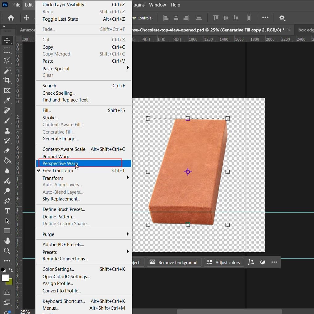 Photoshop interface displaying wrap perspective tool
