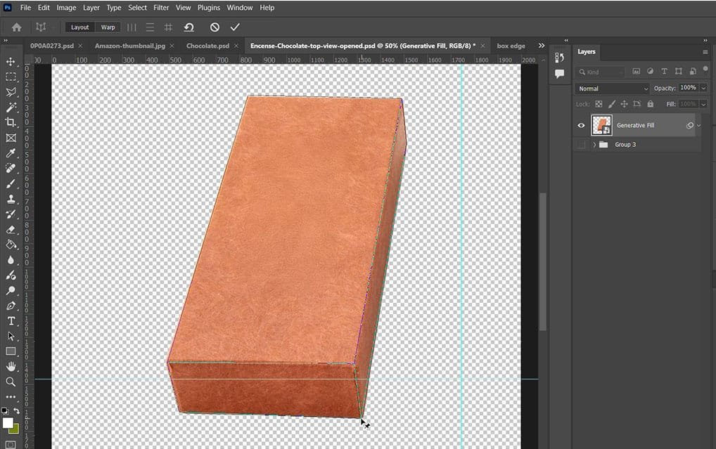 Photoshop interface displaying wrap perspective tool