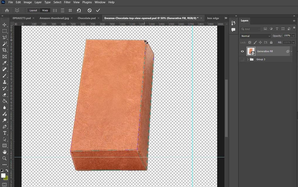 Photoshop interface displaying wrap perspective tool
