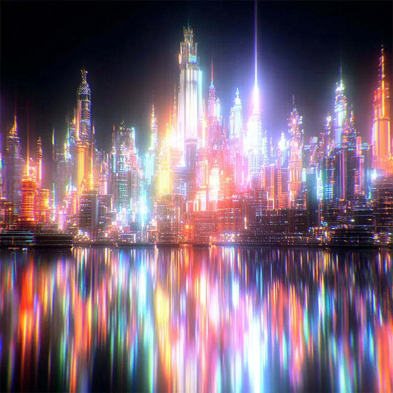 City with an Iridescent Glow sref style