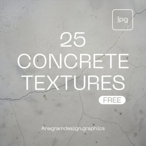Promotional image for a free download pack of 25 concrete textures, showing text over a cracked concrete background.