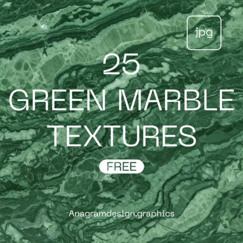 free download pack of 25 green marble textures, showing text over a cracked concrete background.