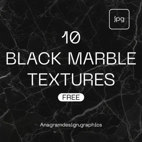 free download pack of 10 Black marble textures, showing text over a cracked concrete background.