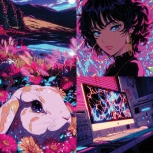 neon Vaporwave free sref style for midjourney