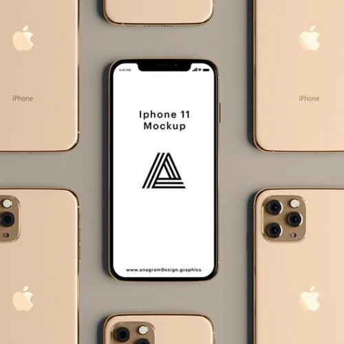 Free iPhone 11 mockup, gold