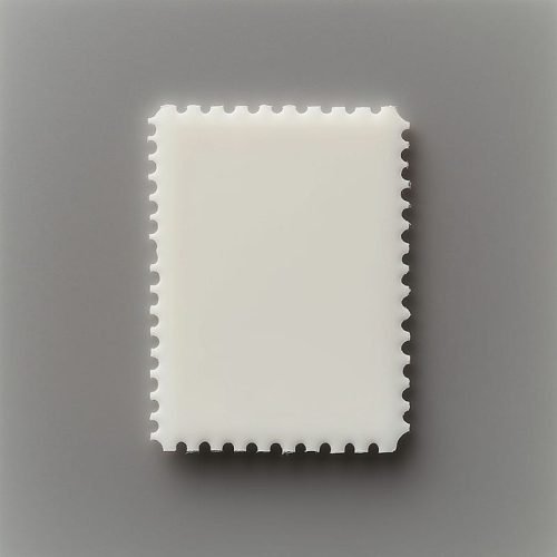 close up on a blank stamp mockup on a gray background