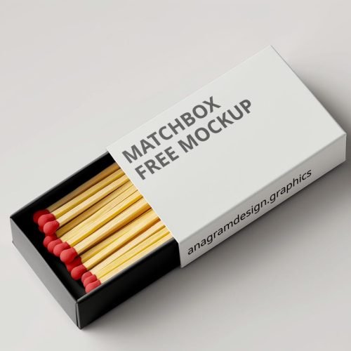 black and white matches box Mockup