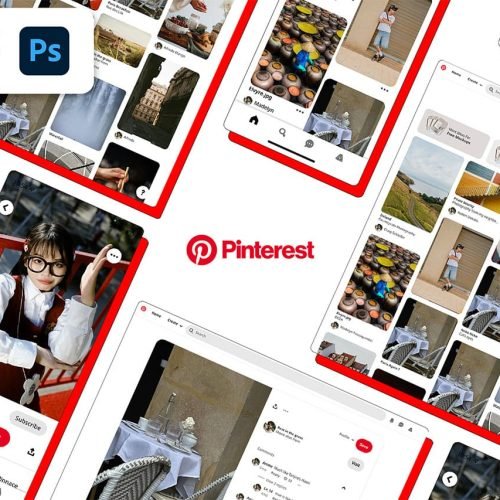 Presentation of a free Pinterest feed Template made with phoshop and figma