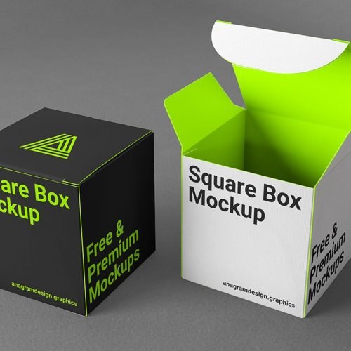 free square boxes mockup