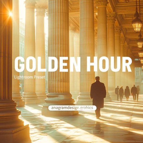 a man walking under arcades at Golden hour