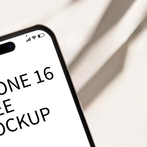 iPhone 16 Free Mockup on the floor with elegant shadows
